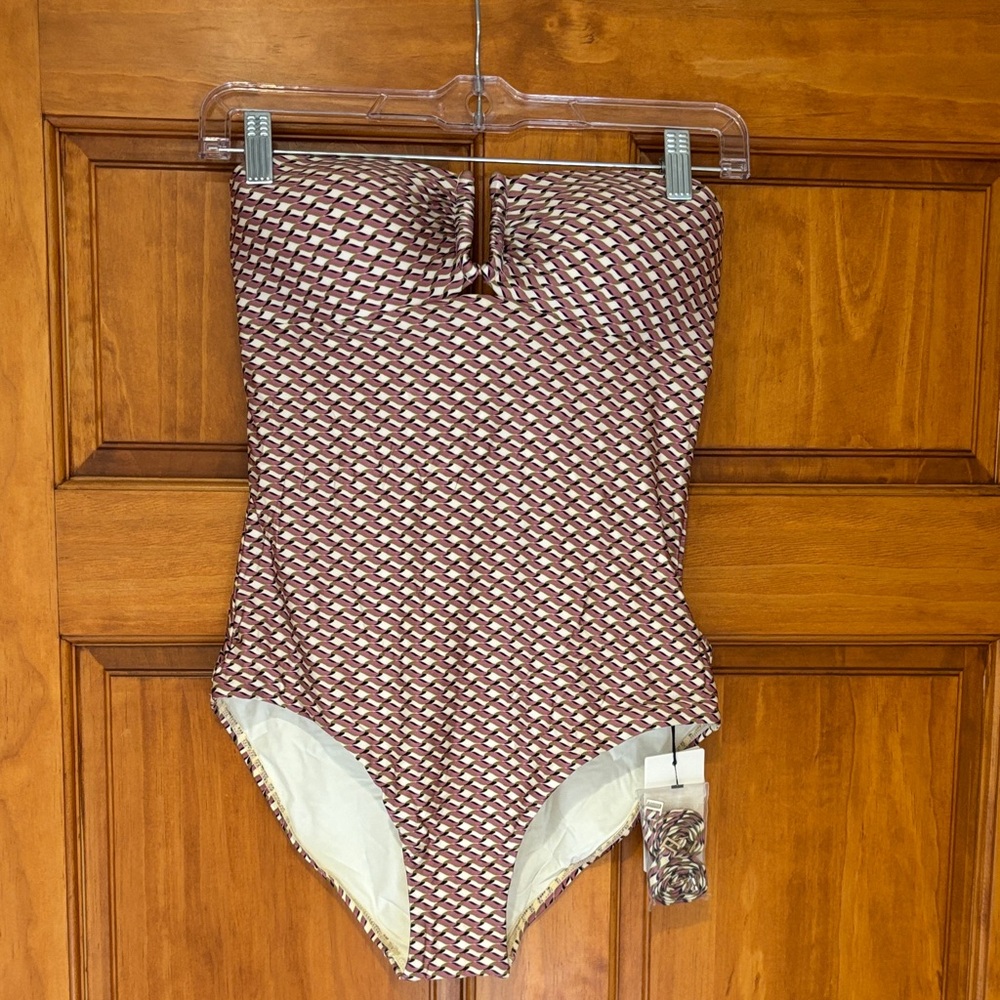 JETS Australia one piece bandeau bathing suit with straps